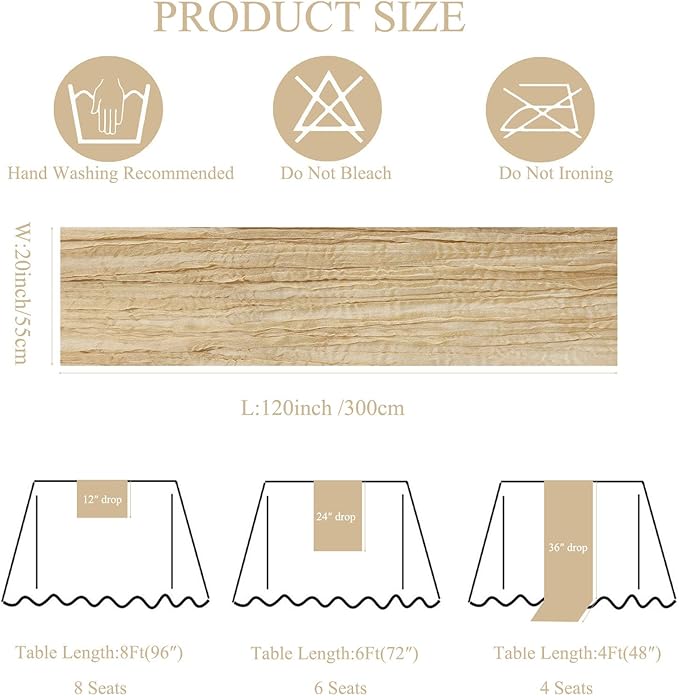 12Pack Beige Table Runner 10Ft Cheesecloth Table Runner Boho Gauze Table Runners Long Cheese Cloth Table Runners for Wedding Party Bridal Shower Thanksgiving Christmas