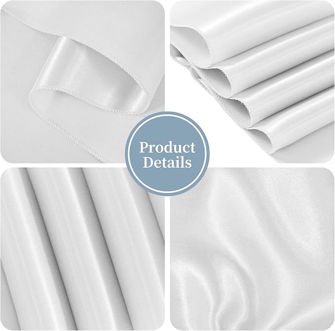 60 PCS Silver Satin Chair Sashes, Ties Bows Designed Sashes for Washable Reusable Chair Covers Supplies for Wedding Reception Events Banquets Party Hotel Event Aisle Decorations (7 x 108 inch)
