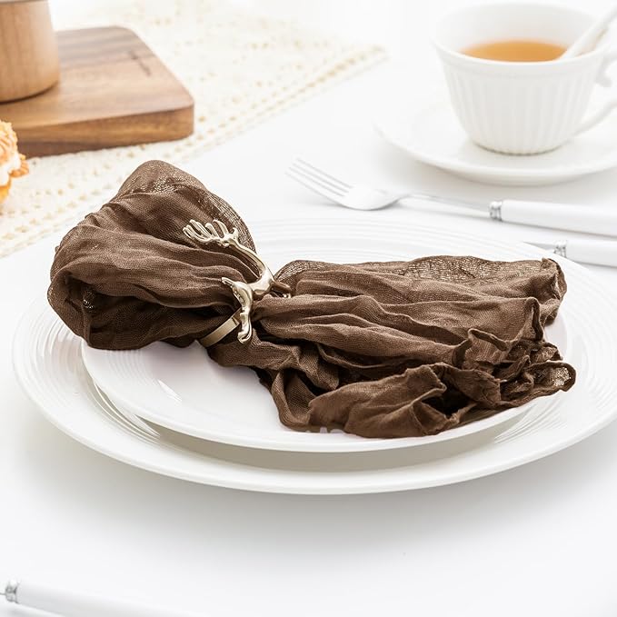 Brown 100 Pack Cheesecloth Napkins Washable 21x21 Inches Brown Cloth Napkins Set of 100 Dinner Table Napkins for Wedding Summer Bridal Baby Shower Rustic Boho Cotton Gauze Party Table Decor