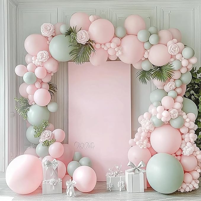 Pastel Light Pink Balloons, 98PCS Double Stuffed Pink Balloon Garland Arch Kit, 18/12/10/5 Inch Different Sizes for Birthday Baby Shower Birthday Gender Reveal Bridal Party Decorations
