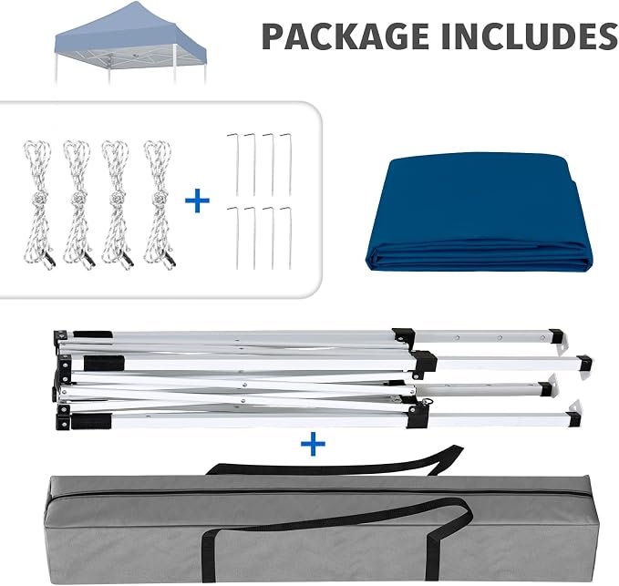 COOS BAY 5x5 Pop Up Canopy Tent, Portable Lightweight Sun Shelter with Carry Bag, Easy Setup Outdoor Canopy for Beach, Camping, Sports & Backyard Shade, Dark Blue