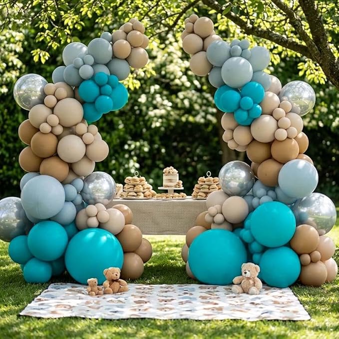 Teal Balloons Turquiose Double Stuffed Balloon Garland Arch Kit Latex Different Sizes For Birthday Baby Shower Dolphin Mermaid Engagement Anniverasry Party Decoration