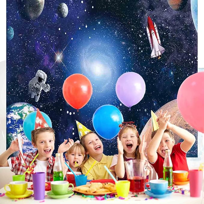 6x6FT Space Astronaut Photo Backdrop Cosmic Galaxy Planet Rocket Photography Background Newborn Gift Children Birthday Party Baby Shower Banner Photographic Studio Photo Backgrounds