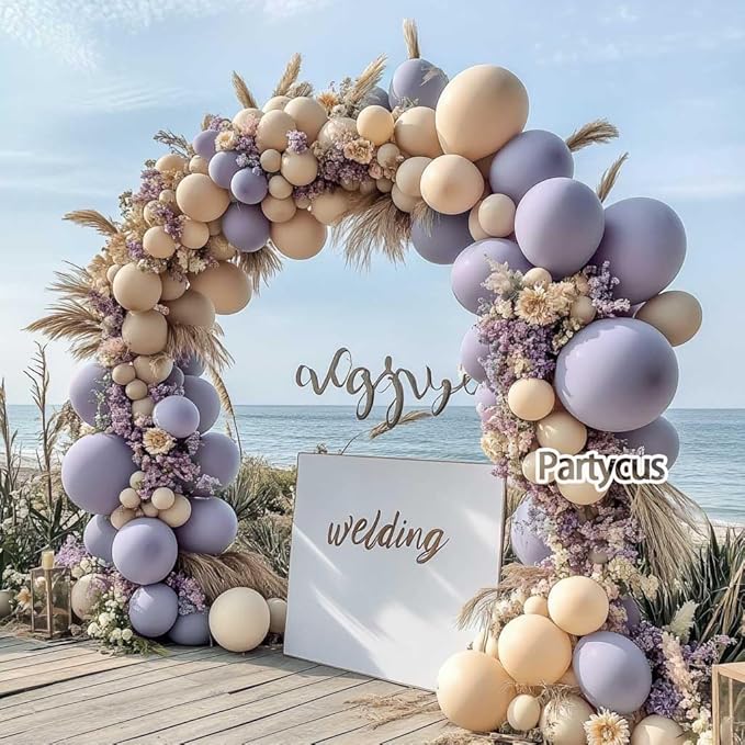 Double Stuffed Lavender Balloons Different Sizes Light Dusty Purple Lilac Balloon Arch Garland Kit for Baby Shower Bridal Wedding Birthday Valentines Party Decoration