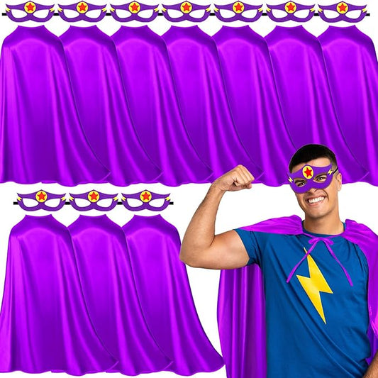 iROLEWIN Superhero-Capes for Adults Teens Masks, 10 Bulk Super-Hero Costumes Women Men Birthday Gifts Team Building Charity