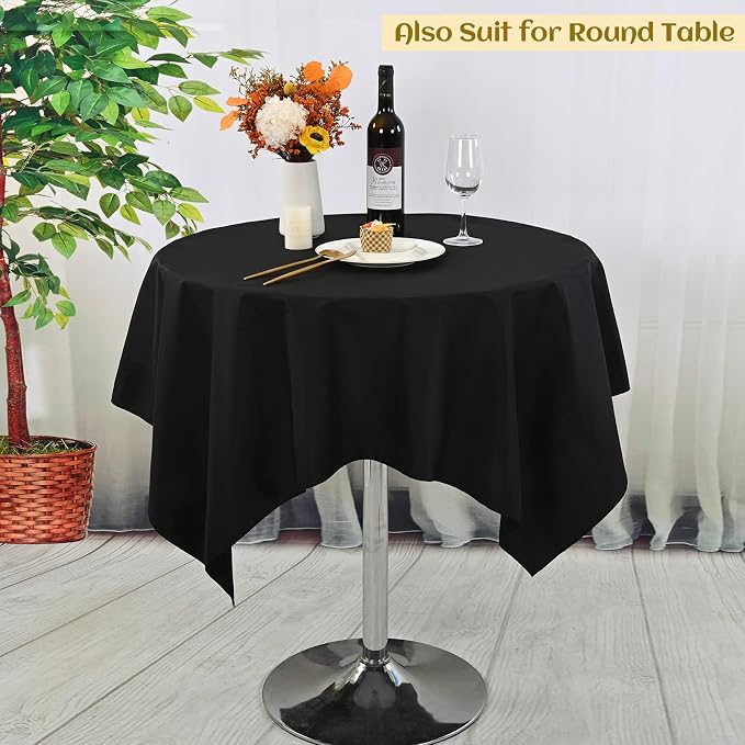 fani 10 Pack Square Tablecloth 52 x 52 Inch, Black Tablecloth for Square Table, Stain and Wrinkle Resistant Washable Polyester Table Cloth, Decorative Fabric Table Cover for Wedding Buffet Parties