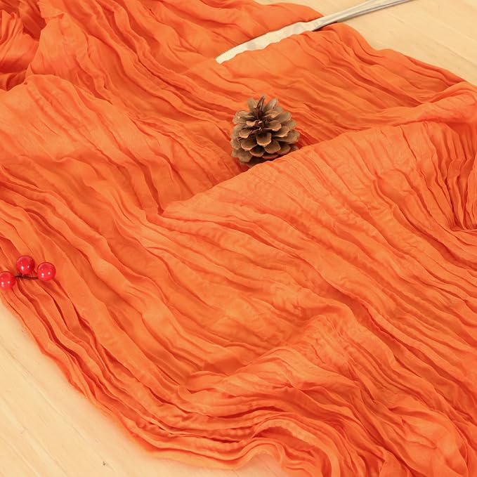 3 Pack Orange Cheesecloth Table Runner 120 Inch 10FT Cheese Cloth Fabric Runners for Boho Decor, Tropical Theme Decoration, Birthday Party