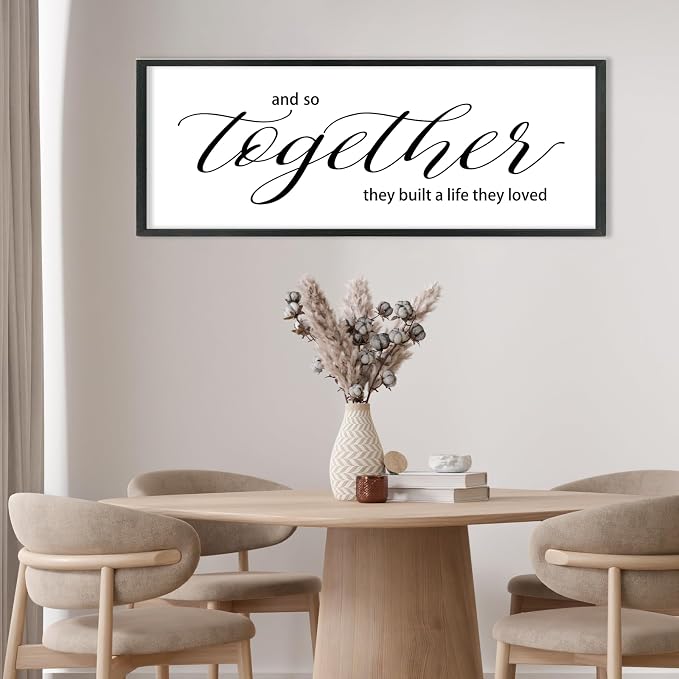 Couples Quote Sign And So Together They Built a Life They Loved Wall Art | Farmhouse, 40x15 Inch Rustic Large Black Wood Frame, Above Bed Decor for Master Bedroom, Wedding Idea, Ready to Hang