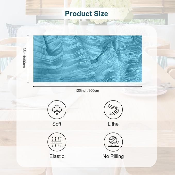 6 Pack Baby Blue Cheesecloth Table Runner 35x120 Inch 10Ft Rustic Gauze Cheese Cloth Table Runner Sheer Cheesecloth Table Runners for Wedding Party Bridal Shower Decoration