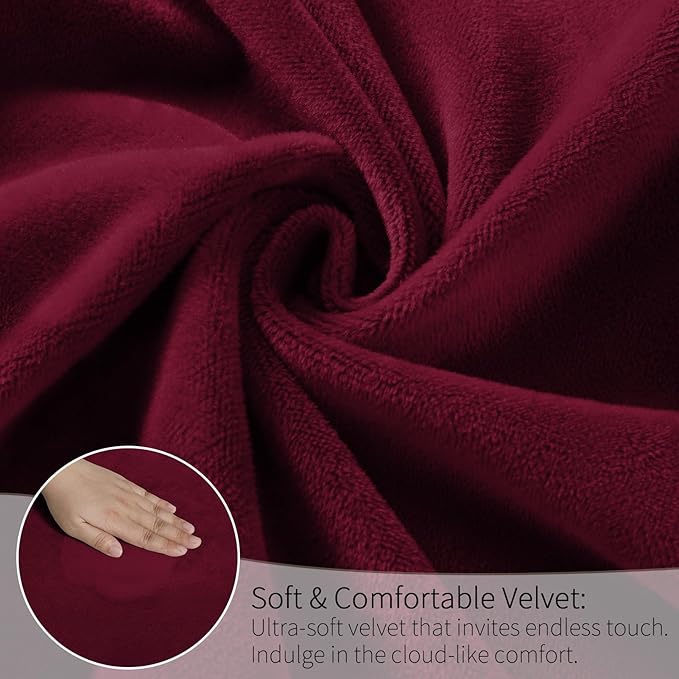MOSAYT Velvet Stretch Chair Covers for Dining Room Set of 4 - Soft Slipcovers with Thick Removable Fabric for Parsons Chairs, Washable Seat Protectors for Kitchen, Banquet & Home Decor, Wine Red