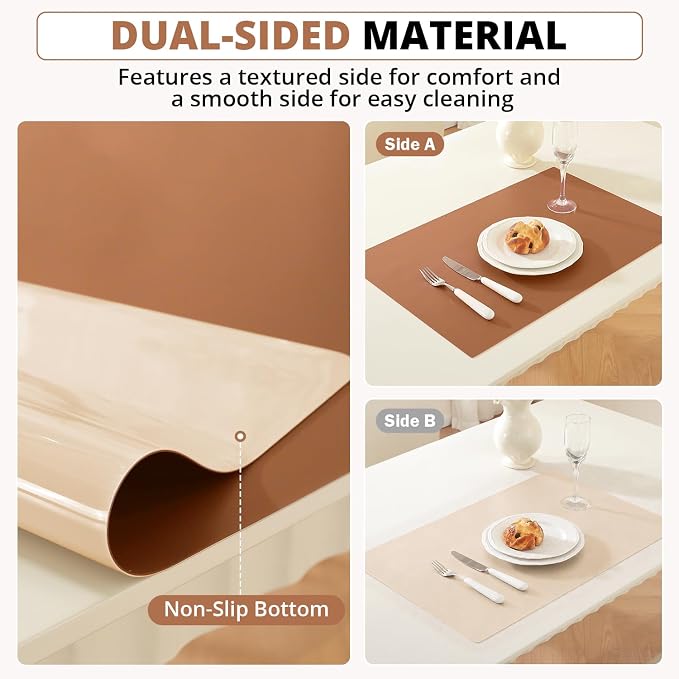 OstepDecor Brown Table Cover Protector 36 x 72 Inch, 1.5mm Thick Plastic Table Cover, Dining Table Protector Pad, Waterproof & Easy Cleaning PVC Desk Mat for Dresser, Coffee & Kitchen Wooden Tabletop