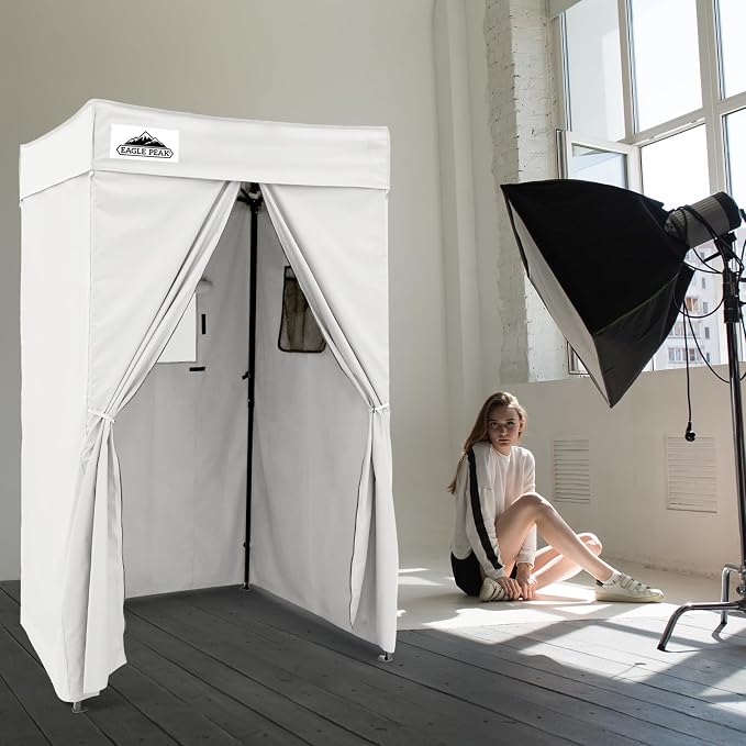 EAGLE PEAK 4x4 Pop Up Changing Tent, Flat Top Changing Room, White | Portable, Privacy Tent, Pool Cabana, Dressing Room, Shower & Toilet Use, Opaque Fabric, Instant Setup, Photoshoots, Camping