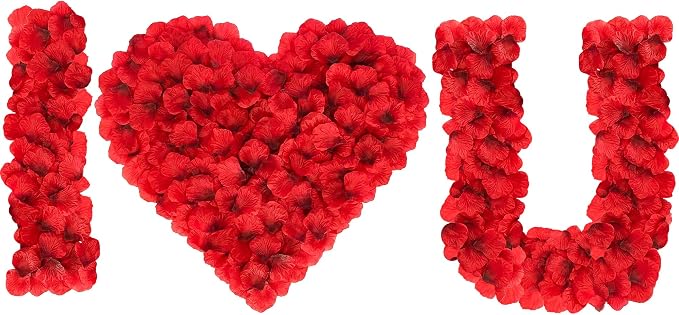 KatchOn, Glitter Happy Anniversary Photo Banner - Huge, 10 Feet, 2 Strings | 1000 Pcs Artificial Red Rose Petals - Silk, Fake Rose Petals for Romantic Night for Her Set, Wedding Anniversary Banner