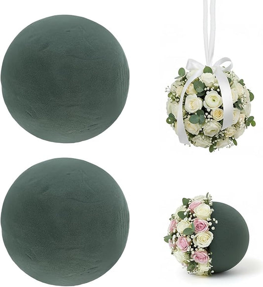 DOITOOL 2 Pcs Floral Foam Balls 5.7 Inch Round Sphere Wet Dry Florist Foam for Fresh Artificial Plant Flower Arrangements Wedding Bouquets Party Decoration DIY Craft Supplies