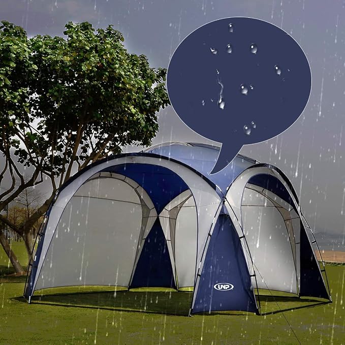 UNP Easy Beach Tent Pop Up Canopy UPF50+ Tent with Side Wall, Ground Pegs, and Stability Poles, Sun Shelter Rainproof, Waterproof for Camping Trips, Backyard Fun, Party Or Picnics