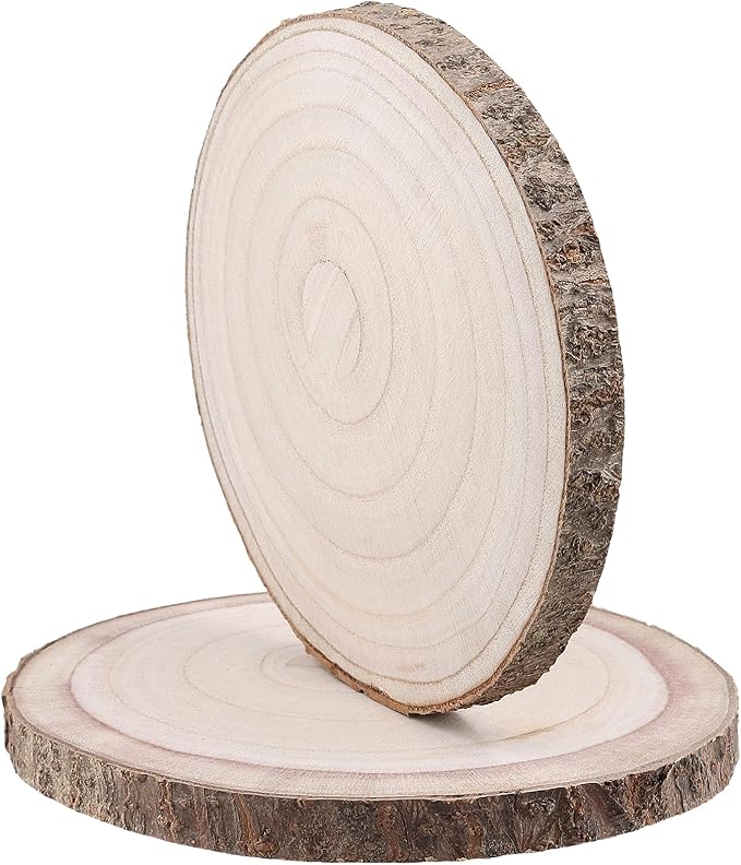 PINGEUI 12 Pack Wood Slices, 7-8 Inch Natural Wood Slices Circle Crafts, Round Rustic DIY Wooden Circle Crafts for Wedding Table Décor