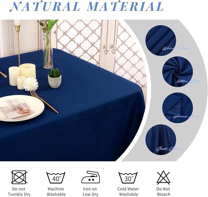 6 Pack Tablecloth 60 x126 inch Polyester Table Cloth for 8 Foot Rectangle Tables,Stain and Wrinkle Resistant Washable Fabric Table Covers Polyester Navy Blue Table Clothes for Wedding,Party,Banquet