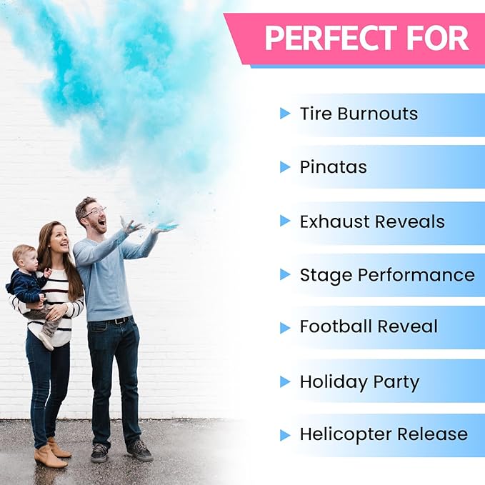 Gender Reveal Powder Pink 2 Pounds of Burnout Powder for Gender Reveal Party Ideas Burnout Gender Reveal Powder Smoke Colored Powder Kit for Car Motorcycle Burnout Photoshoot Festival (2blue)