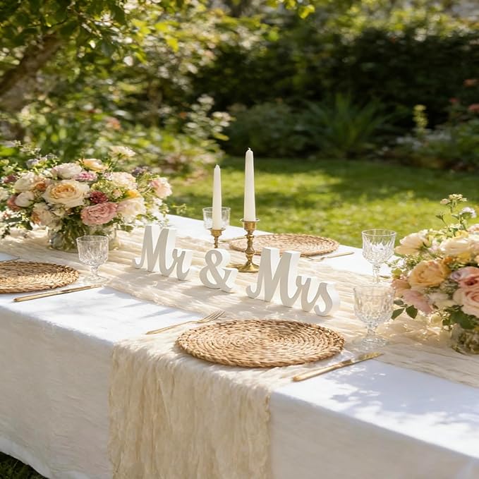 20 Pack Lvory Cheesecloth Table Runner 10FT Boho Gauze Fabric Cheese Cloth Table Runners for Wedding ,Party,Baby Shower, Bridal Party, Rustic Farmhouse and Table Decorations