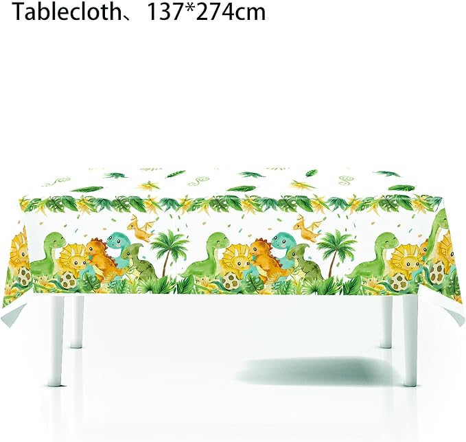 Dinosaur Birthday Party Supplies with Banner, 20 Serves Dinosaur Disposable Tableware Set with Plates, Forks, Napkins, Swirls,and Cutlery Sets for Dinosaur Themes Party Kids Years
