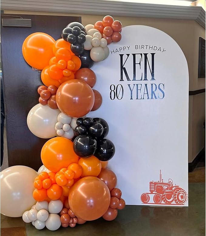 Burnt Orange Balloon Garland Arch Kit, Double Stuffed Burnt Orange and Black Balloons for Fall Thanksgiving Autumn Boho Baby Shower Birthday Party Decorations