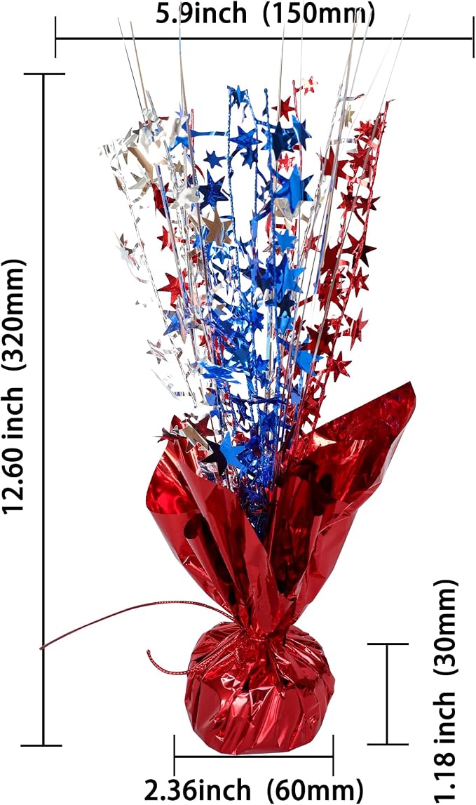 Gyufise 6 Pack Metallic Foil Spray Centerpiece Star Table Decoration Burst Table Centerpieces Table Decor for Birthday Wedding Anniversary Graduation Holiday Party Supplies Red Blue Silver