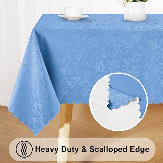 Smiry Rectangle Table Cloth, Waterproof Heavy Duty Vinyl Tablecloths, Wipeable Washable Table Cover for Kitchen and Dining Room (Baby Blue, 60" X 84")