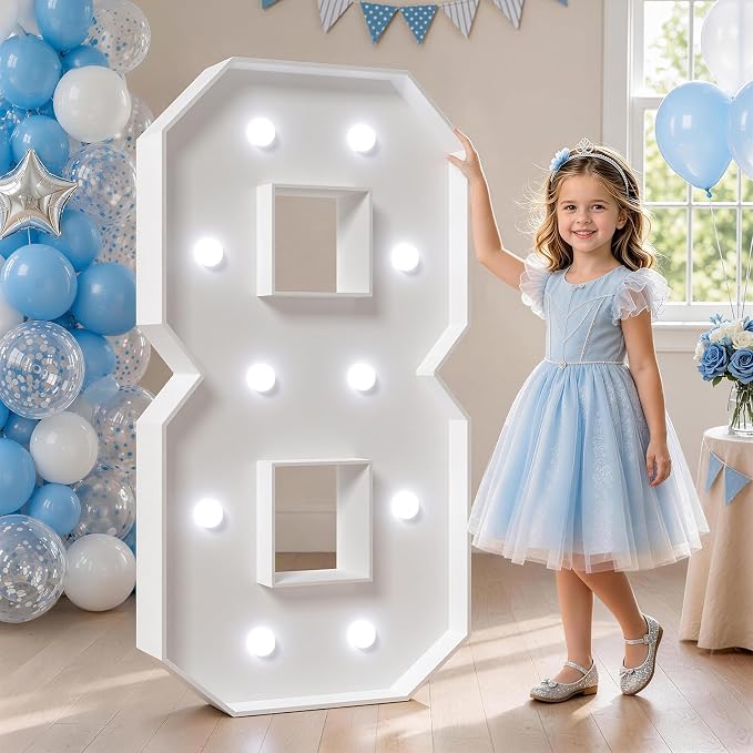 4FT Marquee Numbers, Light Up Numbers 8 With Cool Light, Large Numbers for 18th 80th Birthday Party Decorations, Anniversary Decor DIY Kit