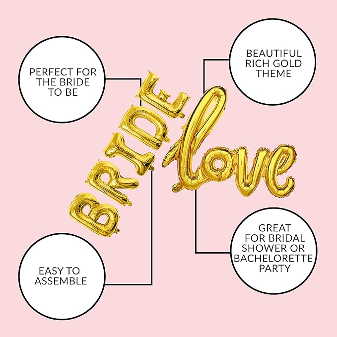 Bachelorettesy 28pc Bachelorette Party Decorations Kit for Bride to Be, Bridal Shower Decorations, Engagement Party – Balloons, Sash, Foil Backdrop Curtain (Gold Silver)