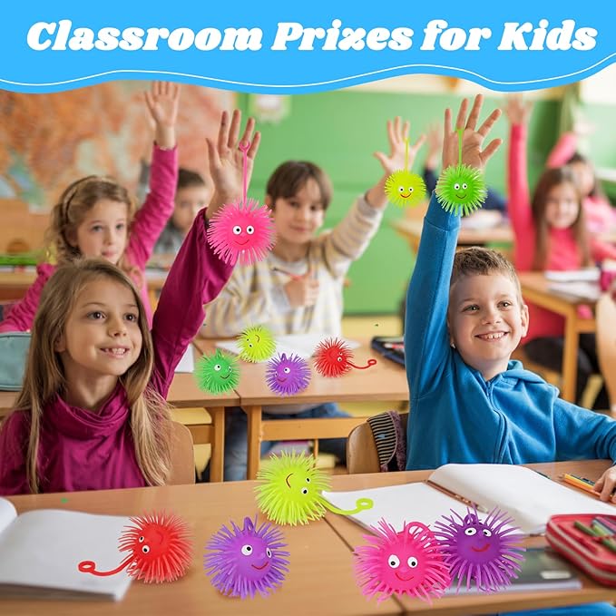 24 PCS Light Up Balls Party Favors for Kids 4-8 8-12 Sensory Squeeze Toys Bulk LED Puffer Balls Classroom Prizes Goodie Bags Stuffers Pinata Fillers Birthday End of Year Student Return Gifts