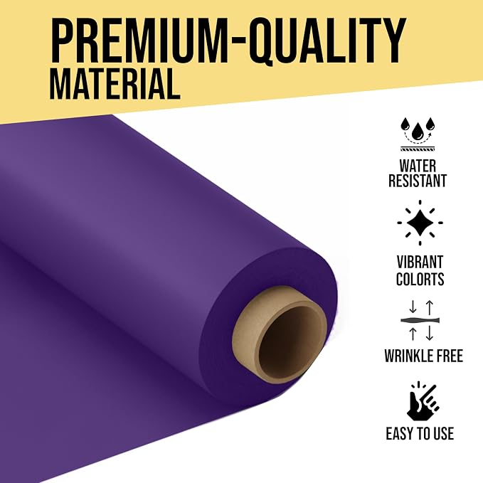 Party Solids 66% Thicker Premium Purple Plastic Table Cover Roll 40" X 100' Table Cloth Plastic Cover Roll Quality Thick Banquet Rolls Disposable Tablecloth Rolls Strong American Based Company