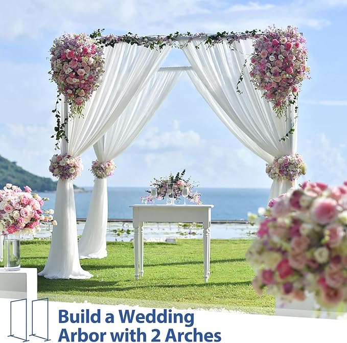 Wedding Arch Backdrop Stand for Ceremony, 7x6 FT Large Square Metal Arch Frame No Fall, Rectangle Archway for Party, Garden, Anniversary, Birthday, Baby Shower, Outdoor Balloon Decor, Stainless Steel