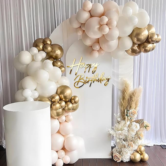 Happy Birthday Sign for Backdrop - Large Acrylic 'Happy Birthday' Mirror Sticker Sign for Birthday Balloon Arch Backdrop Party Wall Decor - Gold