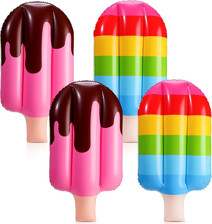 JellyArch 4 Pcs 36 Inch Inflatable Ice Cream Blow up Rainbow Ice Cream Inflatable Summer Decorations for Summer Pool Beach Birthday Party Decor