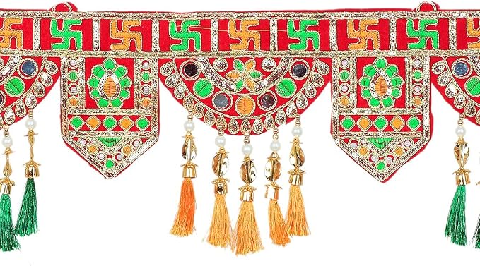 Aditri Creation Handcrafted Toran Swastik Door Toran Decorative Hanging Bandanwar for Parties Wedding Indian Traditional Festival New Year Decorations Gifts for Home Entrance Temple Gifts (Size:-42")