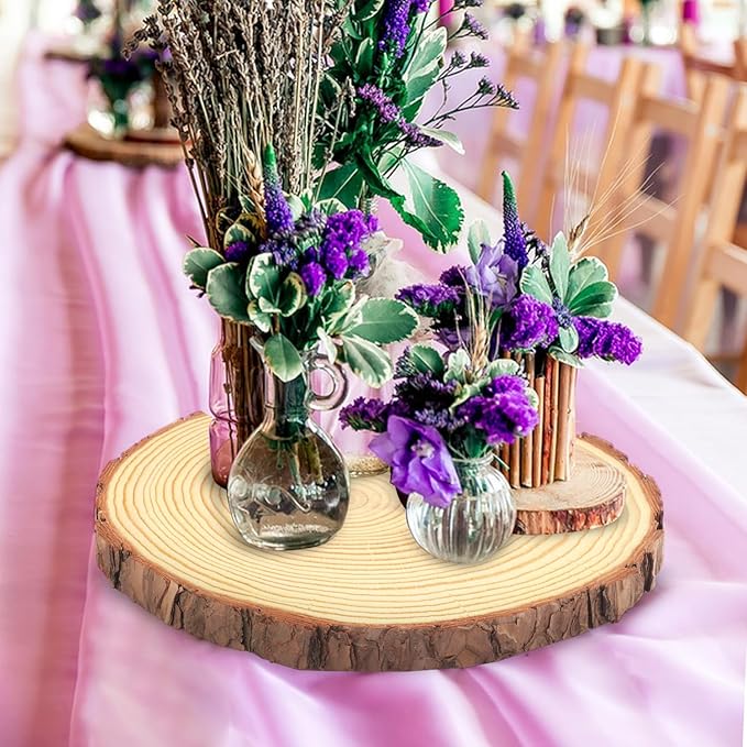 8 PCS 7-8 Inch Natural Wood Slices, Unfinished Pine Wood Circles with Barks for Coasters, DIY Crafts, Christmas Rustic Wedding Ornaments and Centerpieces by GNIEMCKIN