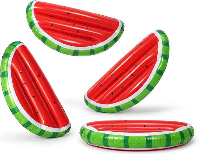 JellyArch 4 Pcs Watermelon Party Decorations Inflatable Pool Floats 36 Inch Inflatable Pool Floats Summer Luau Hawaiian Party Watermelon Birthday Decorations Blow up Surfboard for Wall Beach Decor
