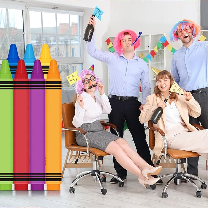 Amyhill 5 ft Coloring Crayons Cardboard Cutout Stand Up Life-Size Drawing Cardboard Cutout Back to Party Decorations First Day Photo Booth Standup for Welcome Party Supplies
