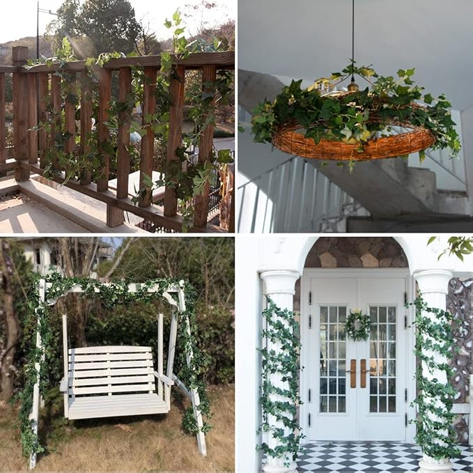3Pcs Artificial Greenery Ivy Vines Kit, 6FT Odorless Silk Ivy Garland, Green Leaves Fake Hanging Plants, for Boho Decor, Home, Classroom, Wall, Party and Wedding Decoration