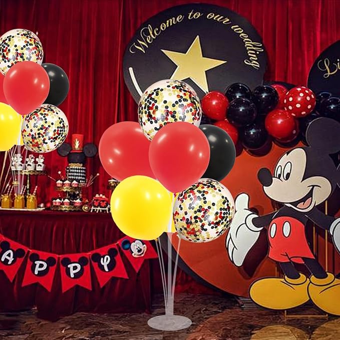 ZJDHPTY Mouse Birthday Decorations,4Set Red Yellow Black Balloon Stand Kit | Movie Night Circus Race Car Fire Truck Motorcycle Carnival Party Decor,Corporate Events Party Supplies