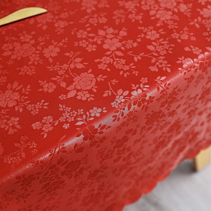 Smiry Round Table Cloth, Waterproof Heavy Duty Vinyl Tablecloths, Wipeable Washable Table Cover for Kitchen, Dining Room (Red, 60" x 60")