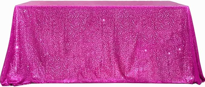 B-COOL Fuchsia Sequin Tablecloth 90x90 Inch Square Glitter Tablecloth Wedding Table Cloth Birthday Party Decoration Indoor Outdoor Event