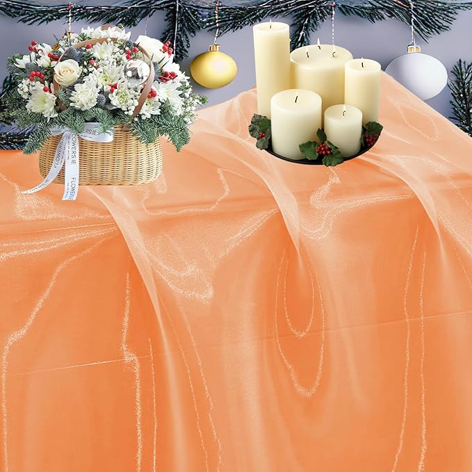 MDS Pack of 75 Yard Sheer Organza Fabric for Wedding Party Home Event Banquet Decorations, Backdrop Curtain Craft Dress Sewing Fashion DIY Crystal Organza Tulle Fabric Bolt 44” Wide - Peach