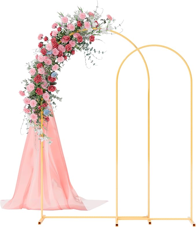 7.2FT+6FT Arch Wedding Arch Backdrop Stand, Heavy Duty Metal Arch Frame for Balloons, Flowers & Fabric, Event Decoration Stand for Ceremony, Party & Photos