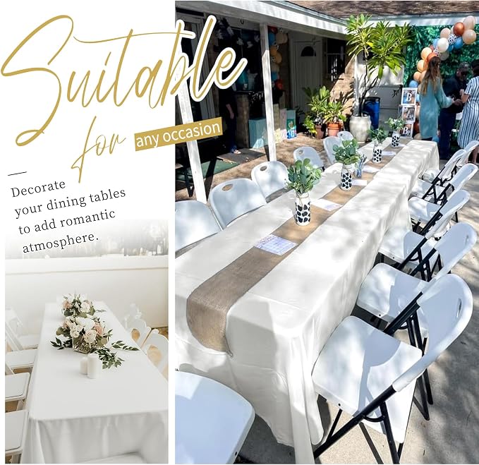 Showgeous 12 Pack Ivory Rectangle Tablecloth, 60 x 126 Inch, Wrinkle & Fade Resistant, Polyester, Perfect for 8 Foot Rectangle Tables, Wedding Parties, Banquet Dinners