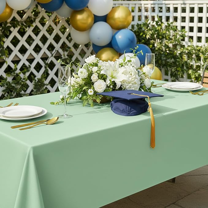 Fixwal 2 Pack Sage Green 60 x 102 Inch Rectangle Tablecloths, Reusable Heavy Duty Washable Polyester Table Covers for 6 Ft Tables, Wedding, Baby Shower, Boho Party, Outdoor, Picnic