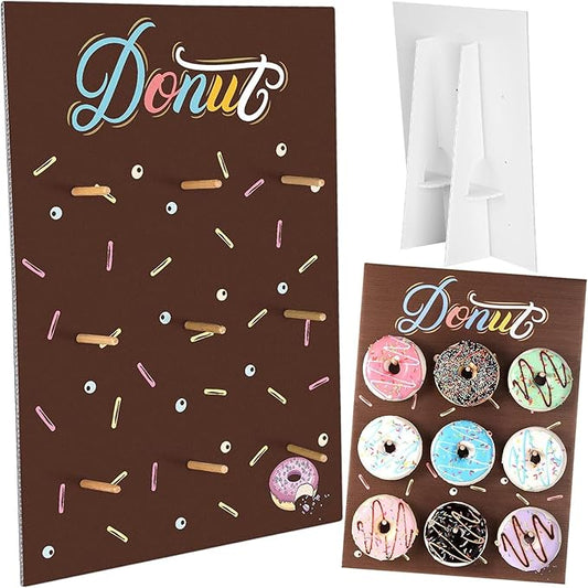 Jetec Donut Stand Donut Display Stand 2026 Graduation Wedding Party Desserts Holder Wall Reusable Board Dessert Table Holder for Birthday Party Supplies for Wedding Baby Shower Treat(Brown)