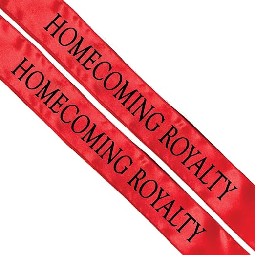 Anderson's Red Satin Homecoming Royalty Sash Set, Elegant 3" x 72" Sashes with Black Imprint for Homecoming Night Coronation and School Events, 2‑Piece Set