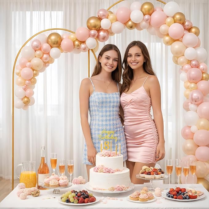 Metal Arch Backdrop Stand Set of 2 (7.2FT & 6FT), Gold Wedding Arch Frame for Ceremony, Stable Balloon Arch Stand for Birthday Party, Baby Shower, Graduation, Backdrop Stand for Events Decoration