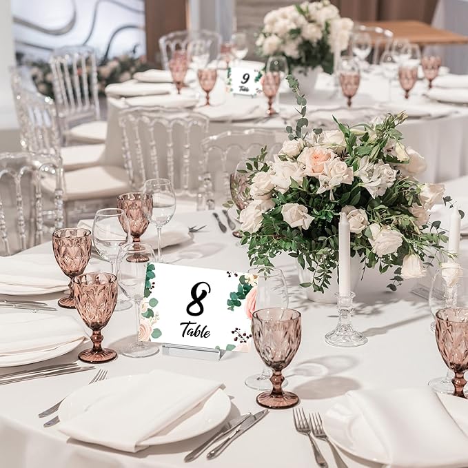 Roowest 100 Pcs Wedding Acrylic Place Card Holders Gifts Clear Table Number Holders 2 Inch Place Stands Acrylic Display Stand for Banquet Menu Dinner Home Party Events Decoration